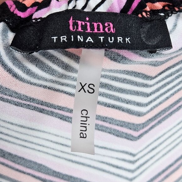 Trina Turk Milian 2 Chevron Maxi Dress Purple Women's XS Preppy Beach Summer - Picture 8 of 14
